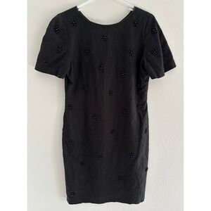 Vintage David Warren Dress Womens 4 Black Beaded Shift Cocktail Party Career 90s